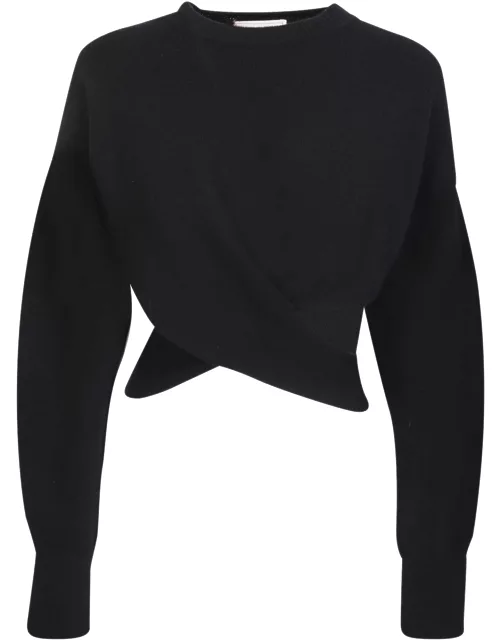 Alexander McQueen Twist Detail Balloon-sleeved Cropped Sweater