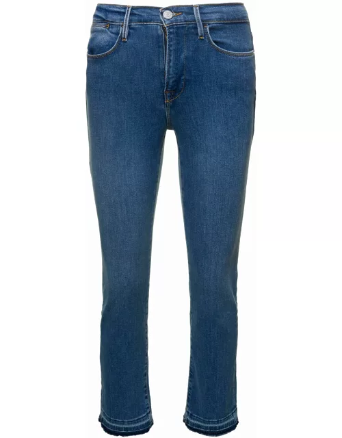 Frame le High Straight Blue Five-pocket Style Jeans In Cotton Blend Denim Woman