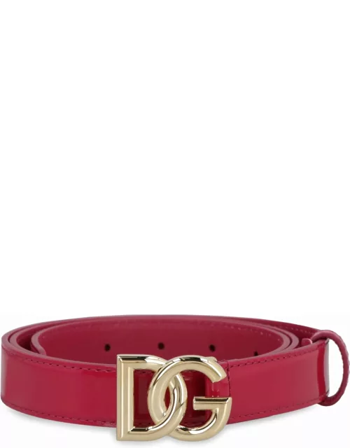 Dolce & Gabbana Dg Buckle Patent Leather Belt
