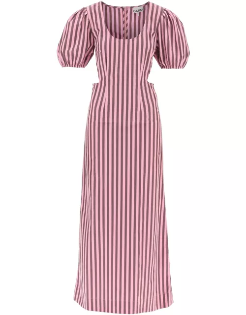 Ganni Striped Maxi Dress With Cut-out