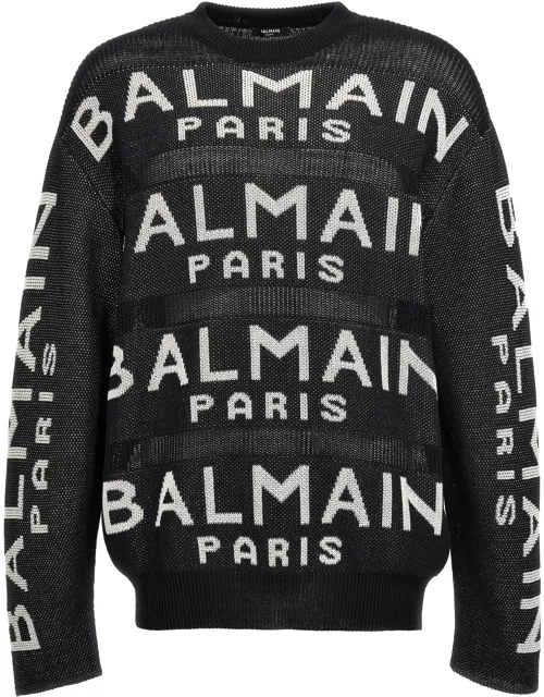 Balmain Cotton Pullover With All-over Logo
