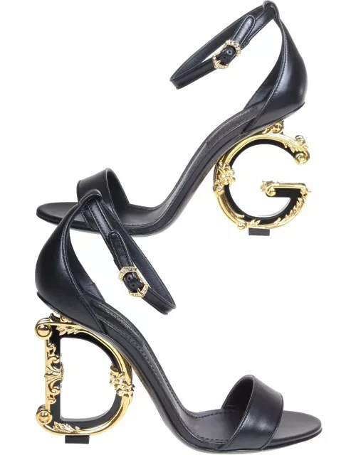 Dolce & Gabbana Devotion Sandal In Black Leather