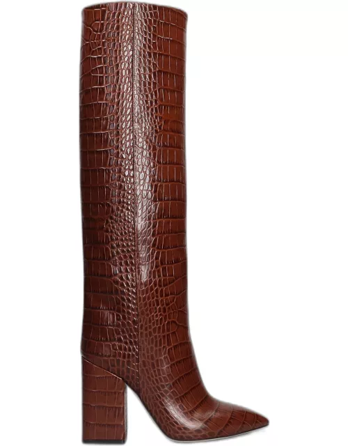 Paris Texas Anja High Heels Boots In Brown Leather