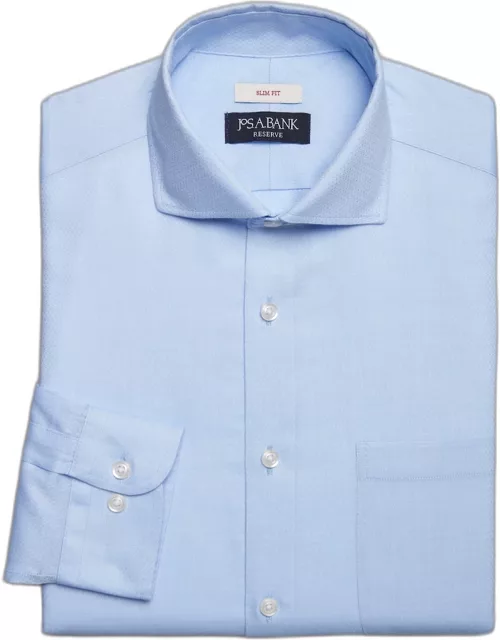 JoS. A. Bank Big & Tall Men's Reserve Collection Slim Fit Cutaway Collar Micro Pattern Dress Shirt , Blue, 15 1/2
