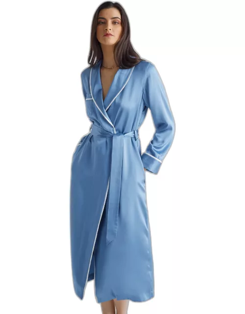 Derek Rose Women's Long Dressing Gown Bailey Silk Satin Soft Deni