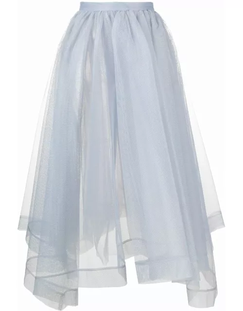 Light blue asymmetric midi skirt