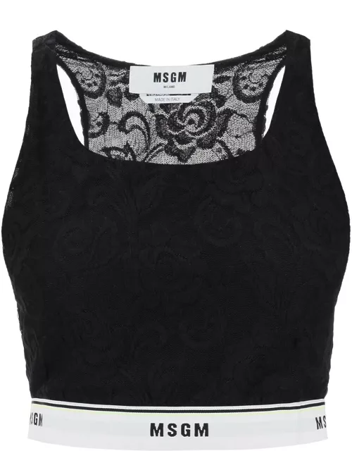 MSGM sports bra in lace with logoed band