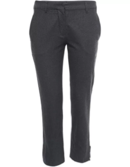 Miu Miu Grey Wool Regular Fit Cropped Pants