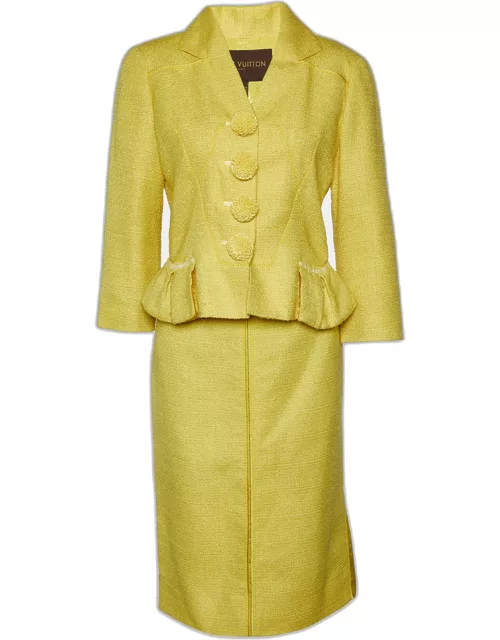 Louis Vuitton Yellow Tweed Blazer & Skirt Set