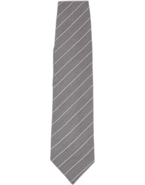 Emporio Armani Grey Striped Silk Tie