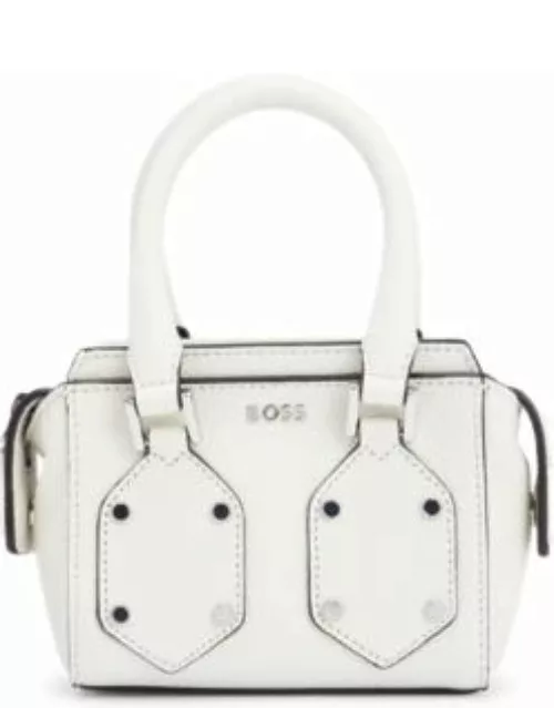 Grained-leather mini bag with branded hardware- White Women's Clutche