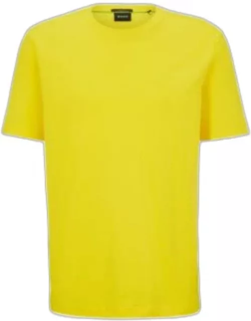 Regular-fit T-shirt in stretch cotton with side tape- Yellow Men's T-Shirt