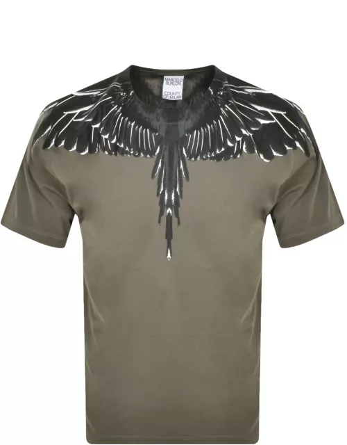 Marcelo Burlon Icon Wings T Shirt Green