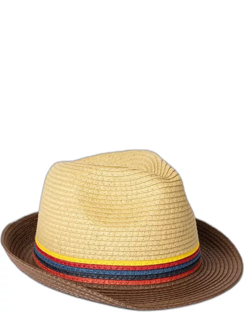 Men's Bright Stripe Straw Fedora Hat