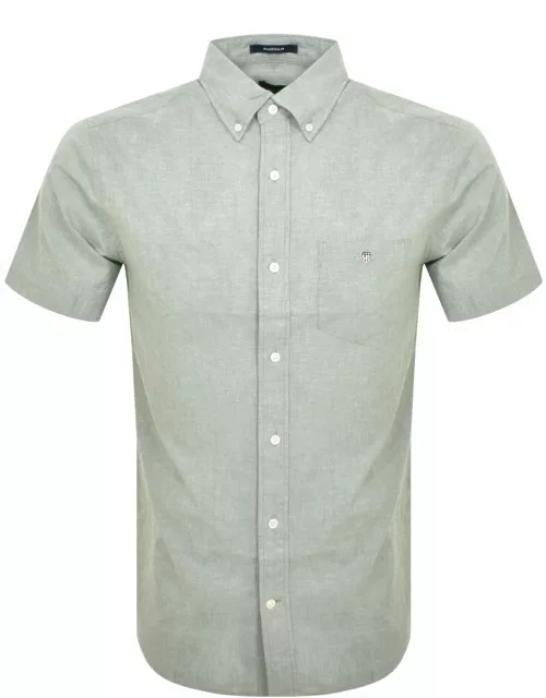 Gant Cotton Linen Short Sleeve Shirt Green