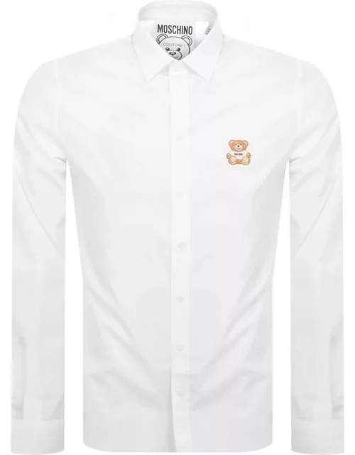 Moschino Long Sleeve Teddy Patch Shirt White