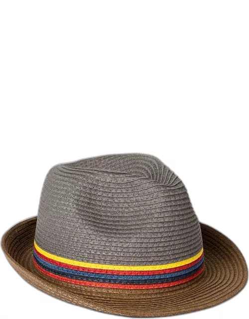Men's Bright Stripe Straw Fedora Hat