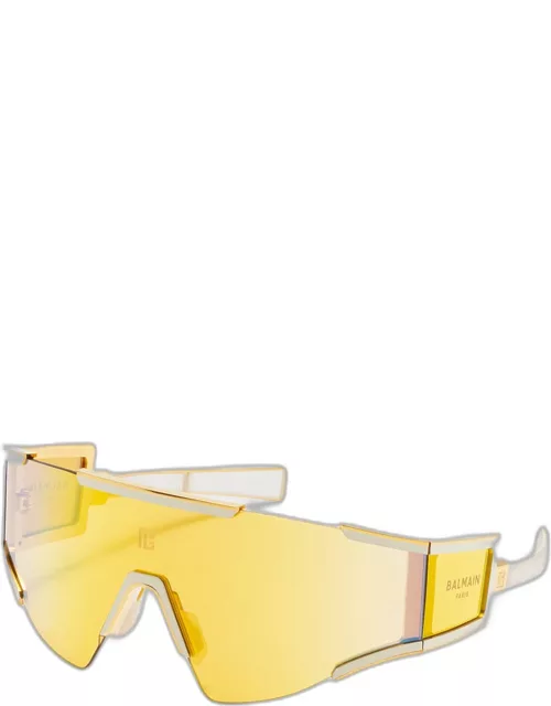 Logo Acetate & Titanium Shield Sunglasse