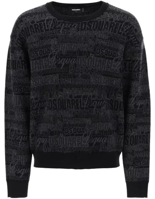 Dsquared2 Wool Sweater With Logo Lettering Motif
