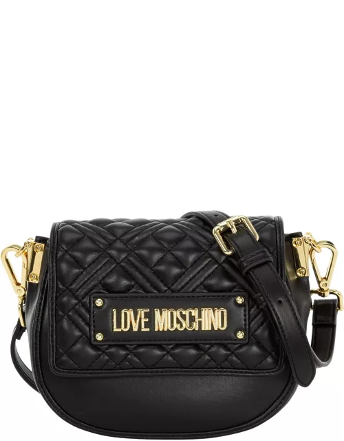 Moschino Logo Plaque Quilted Crossbody Bag