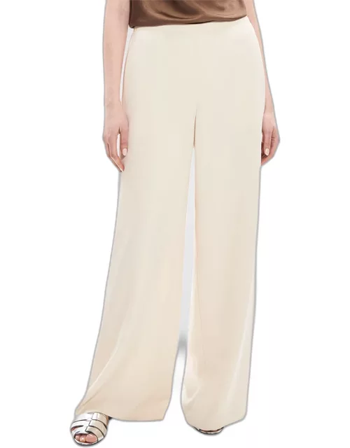 Oxford Crepe Wide-Leg Pull-On Pant