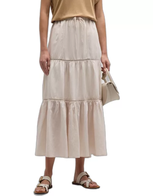 Jacqueline Tiered Linen-Blend Maxi Skirt