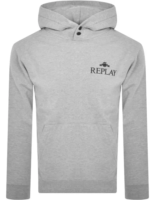 Replay Logo Hoodie Grey