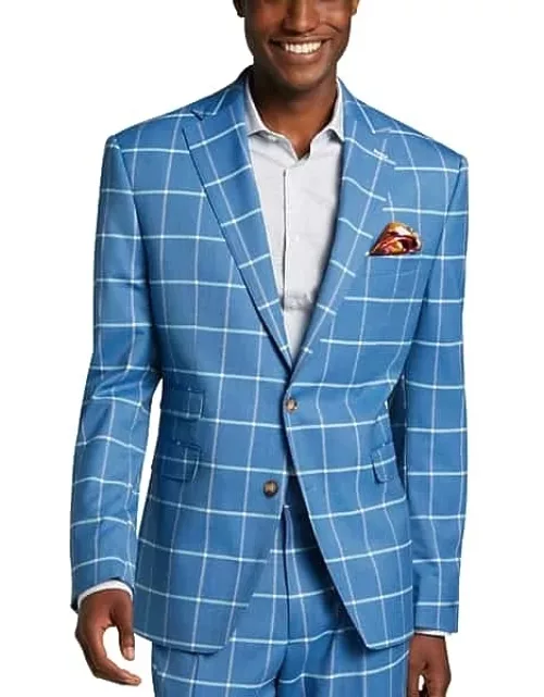 Tayion Men's Classic Fit Suit Separates Jacket Blue/Cream Windowpane