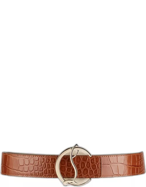 CL Logo Belt in Alligator Embossed Leather
