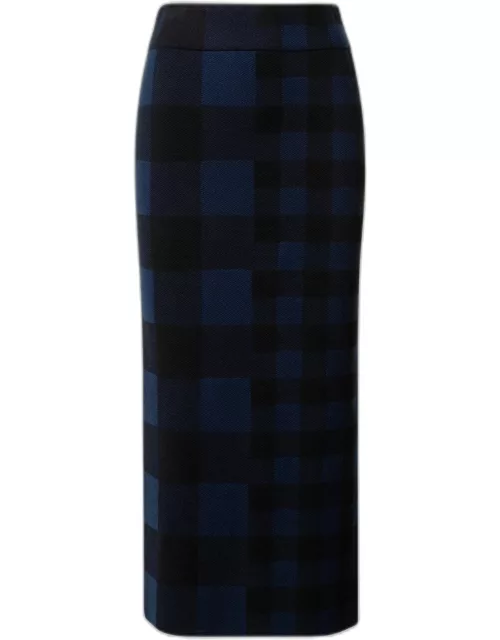 XL Gingham Jacquard Knit Wool Tube Skirt