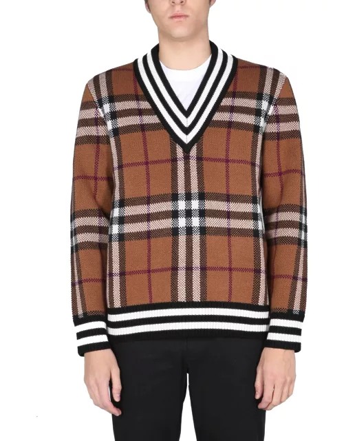 burberry "money" sweater with tartan motif