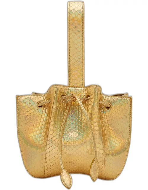Rose Marie Metallic Snake-Embossed Shoulder Bag