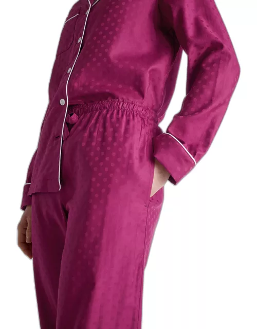 Derek Rose Women's Pyjamas Kate 7 Cotton Jacquard Berry