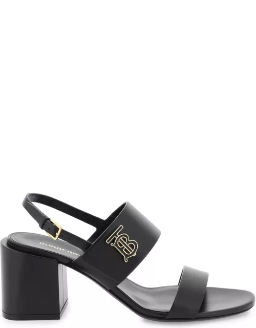 BURBERRY LEATHER SANDALS WITH MONOGRA