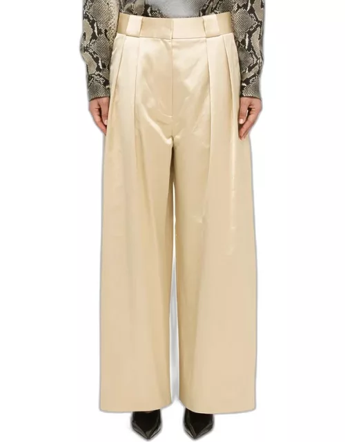 Ecru trousers with pleat