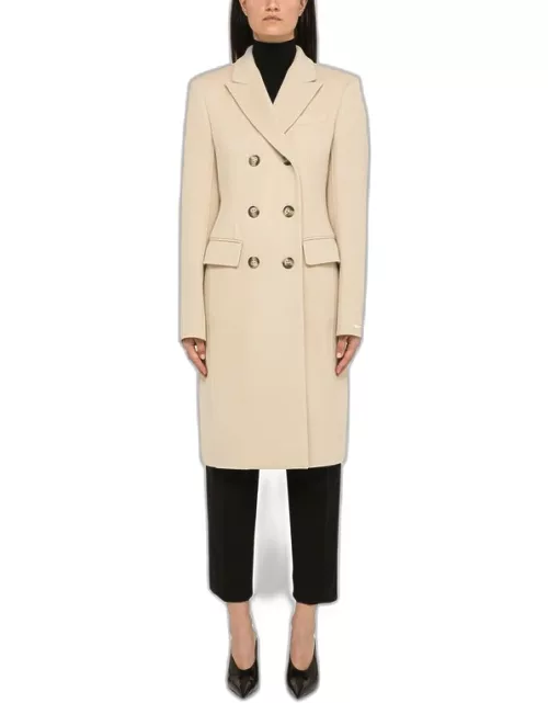 Ivory wool double-breasted coat