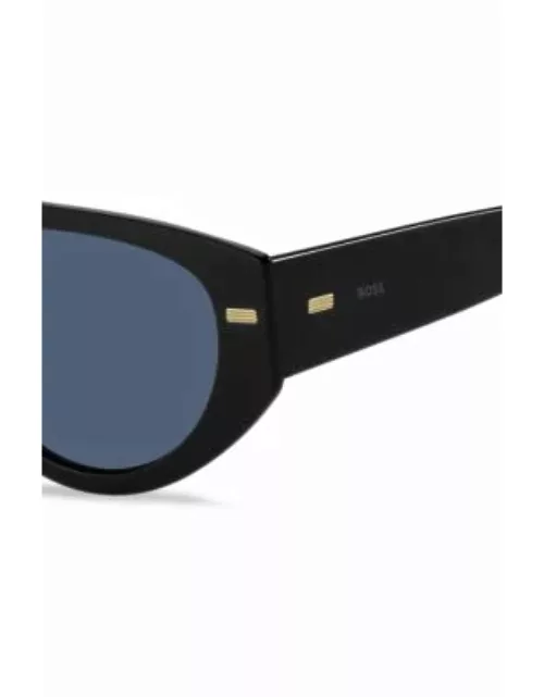 Bio-acetate black sunglasses with patterned rivets Men's Eyewear