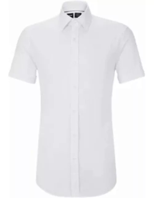 Slim-fit shirt in easy-iron stretch poplin- White Men's Shirt