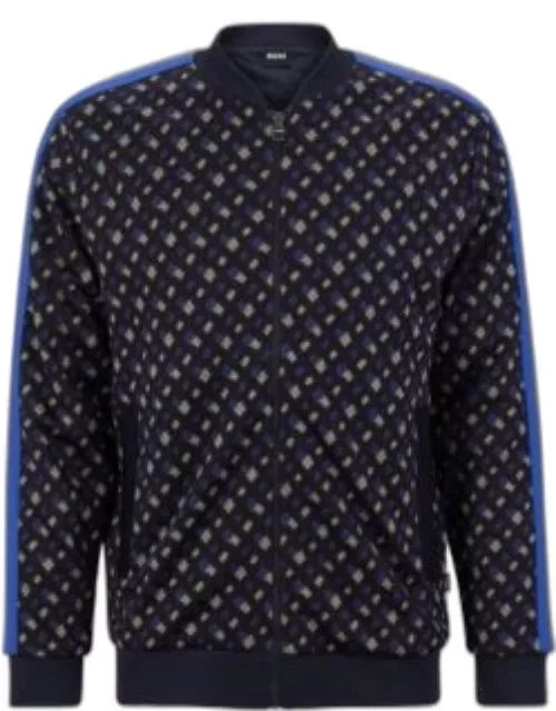 Zip-up sweatshirt with monogram print- Dark Blue Men's Tracksuit