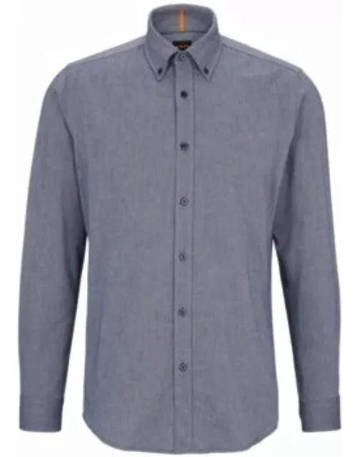 Regular-fit shirt in Oxford cotton- Dark Blue Men's Casual Shirt
