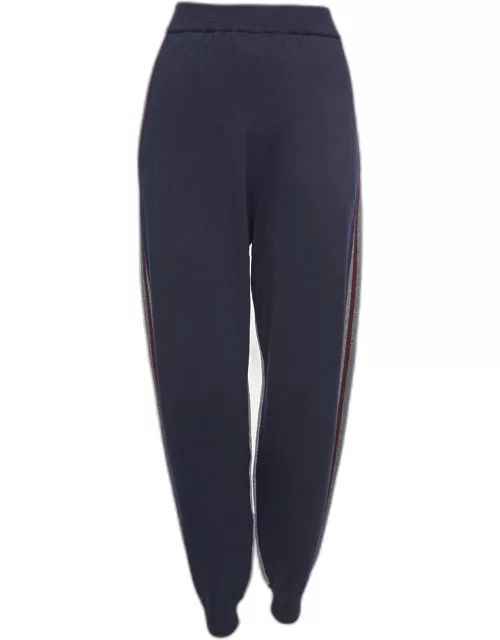 Stella McCartney Navy Blue/Grey Wool Knit Jogger Pants