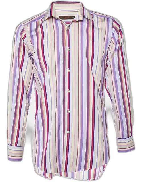 Etro Multicolor Printed Cotton Striped Button Front Shirt