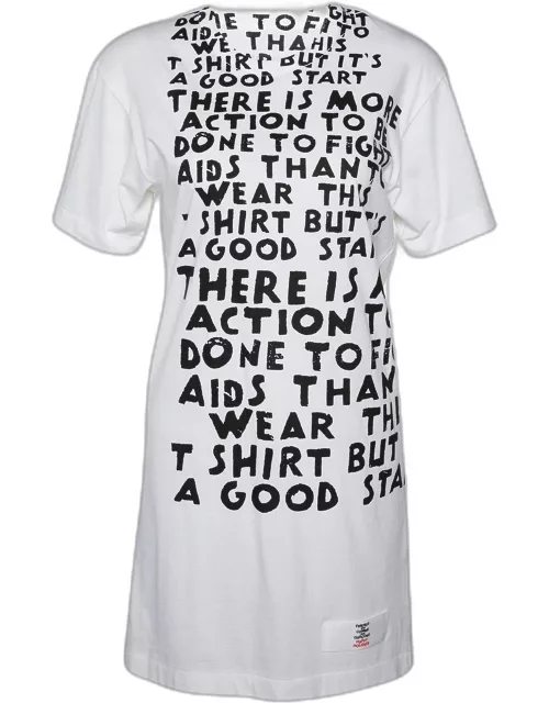 Friends & Comme des Garçons Happy Holidays White Printed Cotton Knit T-Shirt Dress