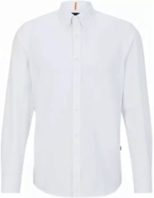 Regular-fit shirt in Oxford cotton- White Men's Casual Shirt