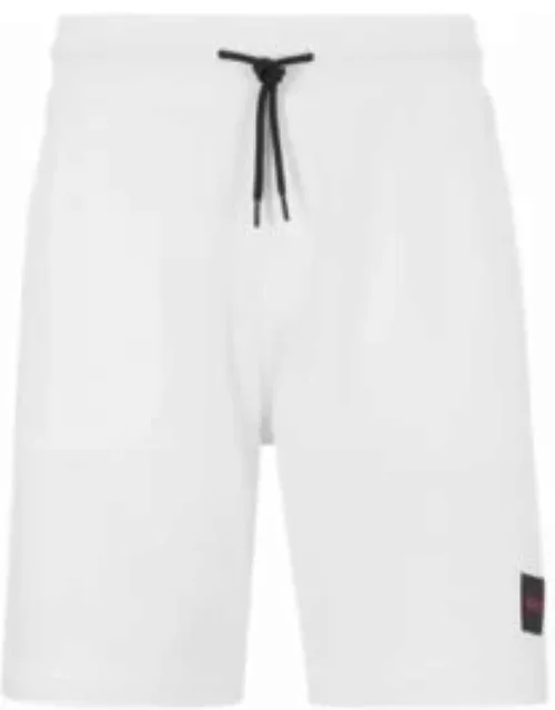 Cotton-terry regular-fit shorts with logo label- White Men's Clothing