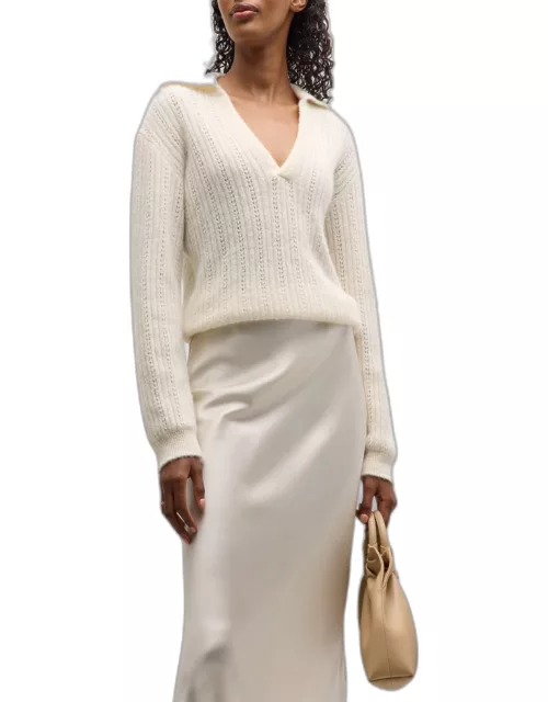 Sanna Long-Sleeve Wool Polo Sweater