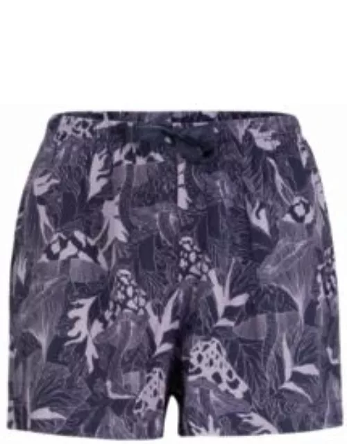 Satin pajama shorts in a seasonal print- Light Purple Women's Underwear, Pajamas, and Sock