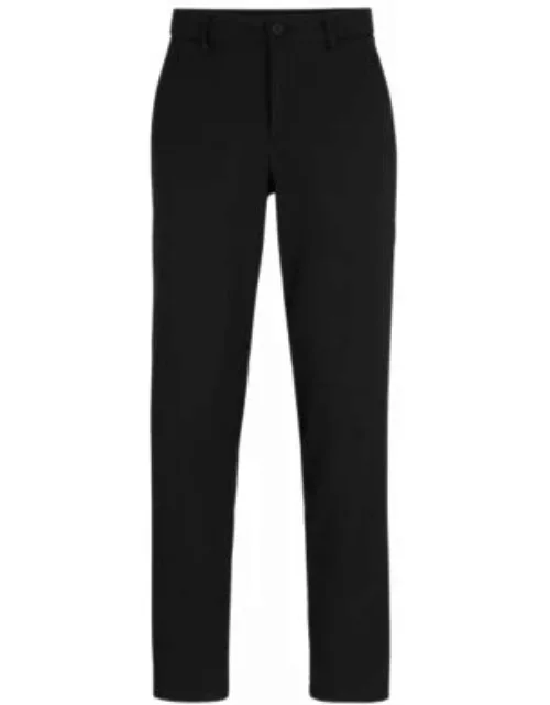 Regular-fit chinos with hidden drawcord and tapered leg- Black Men's Casual Pant