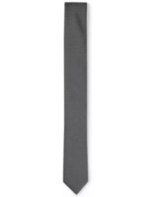 Micro-patterned tie in pure silk- Silver Men's Tie