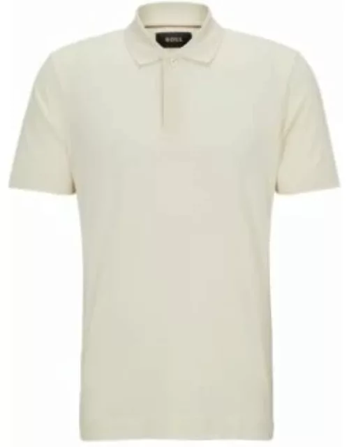 Regular-fit polo shirt in cotton and silk- White Men's Polo Shirt
